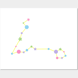 Pisces Zodiac Constellation in Rainbow Pastels Posters and Art